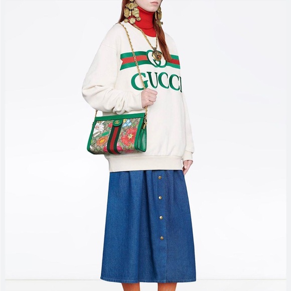 GUCCI GG Supreme Monogram Flora Web Small Ophidia Chain Shoulder Bag Green. NWOT - Picture 4 of 15